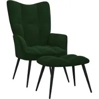 Syfax Chaise de relaxation avec tabouret Vert foncé Velours
