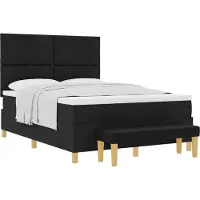 vidaXL Lit boxspring avec matelas noir 140 x 200 cm Tissu