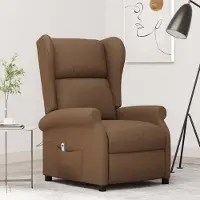 Prolenta Maison Exclusive - Fauteuil à oreilles avec fonction d'inclinaison, électrique, marron, tissu