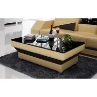 AEA Table en verre design cuir table basse tables verre canapé table de salon NEUF