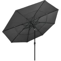 Syfax Parasol de jardin à 3 niveaux avec mât en aluminium anthracite
