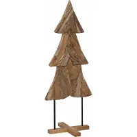 Syfax Sapin de Noël avec support Marron 151 cm Bois de teck solide