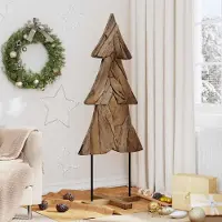 Prolenta Maison Exclusive - Sapin de Noël marron, 151 cm, en bois massif teck