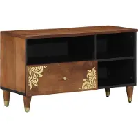 Syfax Meuble TV Marron miel 80 x 33 x 46 cm Bois de mangue massif