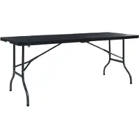 Syfax Table pliable de jardin Noir 180x75x72 cm PEHD Imitation rotin
