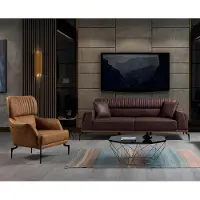 AEA Canapé en cuir marron exclusif à trois places une place 2pcs