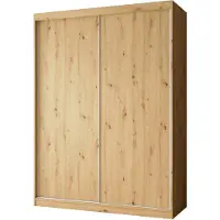 Beautysofa Armoire MARIO 150 cm, chêne artisanal – Armoire coulissante avec 2 portes coulissantes, étagères et penderie, armoire sans miroir