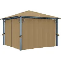 The Living Store Pavillon avec rideau 300x300 cm Taupe Aluminium