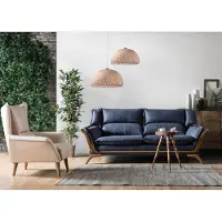 Xl Moebel Gmbh Salon bleu et blanc Ensemble de canapés 3 places de luxe Fauteuil 2pcs
