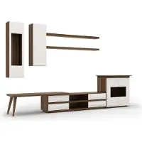 Xl Moebel Gmbh Salon Set complet 7pcs Support TV + table basse Meubles en bois Vetrine Moderne