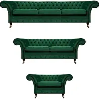 Xl Moebel Gmbh Chesterfield Canapé 3 pièces Meuble rembourré Vert Aménagement Salon 3+2+1