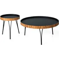 AEA Table basse noire Moderne Table de salon Tables 2x Designer Table basse