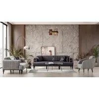 AEA Elegante Sofagarnitur 3+3+1 Sitzer Luxuriöse Wohnlandschaft Stil Komfort Grau