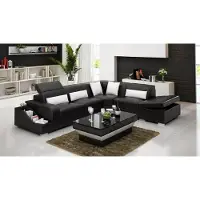 AEA Design Moderne Eckcouch Ecksofa Wohnzimmer Lederpolster Couch Sofa + Tisch Möbel