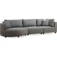AEA Modernes Ecksofa Graue L-Form Wohnzimmer Couch Polster Möbel Holzgestell