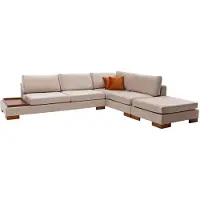 AEA Beiges Stoffsofa Designer L-Form Couch Wohnzimmer Polster Stilvolle Couch