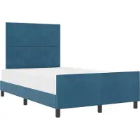 vidaXL Lit boxspring avec tête de lit bleu foncé 120 x 190 cm velours