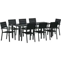 Syfax Ensemble de salle à manger pour jardin 9 pcs Noir