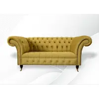 AEA Chesterfield Design Luxe Coussin Canapé Siège Garniture Cuir synthétique Jaune Nouveau