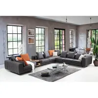 AEA Grand canapé d'angle Canapé en U Canapé en tissu gris JVmoebel