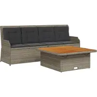 vidaXL Ensemble de salon de jardin 3 pièces avec coussins Gris Poly rotin