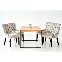 AEA Salle à manger Chaise Table + 4 Chaises Chesterfield Groupe Garniture Rembourrage Bois