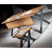 Xl Moebel Gmbh Bureau avec table basse X-pieds de table en bois Set de bureau
