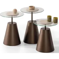 AEA Élégant ensemble de tables d'appoint Tables d'appoint marron Plateau en verre raffiné 3 pièces