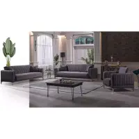 Xl Moebel Gmbh Moderne Graue Couchgarnitur 3+3+1 Sitzer Samt Sessel Wohnzimmer Möbel