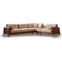 AEA Luxus Ecksofa L-Form Beige Wohnzimmer Möbel Couch Multifunktion Couchen Modern