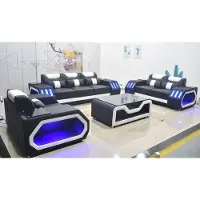 AEA Sofagarnitur Couch Set 3+2+1 + Tisch Ledersofa Sitz Beleuchtete Design Polster