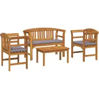 Syfax Ensemble de salon Rose de jardin 4 pcs Bois d'Acacia Massif