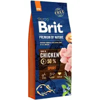 Brit Premium By Nature Sport - Nourriture complète au poulet pour chiens ayant des besoins énergétiques élevés - 15 kg + nourriture humide avec dinde 6x400 g