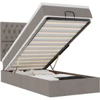 vidaXL Ottoman-lit avec matelas & LED Taupe 90x190 cm Tissu