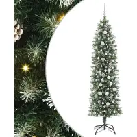 vidaXL Arbre de Noël artificiel slim avec 300 LED Vert et blanc 210 cm