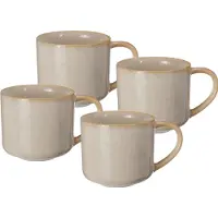 Excellent houseware Elegantes 4er-Set Steinzeug Becher 332ml - Hochwertiges Keramik Geschirr in Sandfarbe, Tasse, Beige