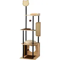 Fudajo Arbre à chat en métal 48 x 48 x 168 cm avec sisal, meuble à griffer avec planche à griffer, arbre à chat avec grande surface de repos et design moderne