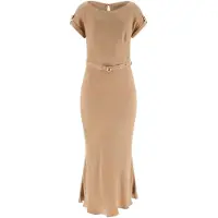 GUESS Dalia Belted Short Sleeve Dress Beige XS Femme