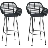 Syfax Chaise de bar 2 pcs 55 x 52 x 105 cm Rotin et métal