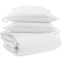 vidaXL Ensemble couette et oreiller 3 pcs Blanc Plume de duvet