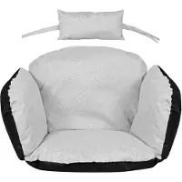 AIO Factory Coussin de jardin 112 x 113 cm pour fauteuil suspendu, motif nid de cigogne, imperméable, gris clair