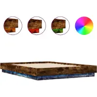 vidaXL Cadre de lit avec LED chêne fumé 140x200 cm
