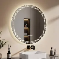 Emke Miroir de salle de bain avec éclairage LED Miroir 80 cm avec antibuée, variateur 3 couleurs de lumière Miroir de salle de bain mural avec interrupteur tactile