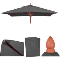 Mendler Housse de remplacement pour parasol en bois pour l'industrie de la restauration, modèle HWC-C57, housse de parasol, forme carrée, 4x4 mètres, polyester, couleur anthracite