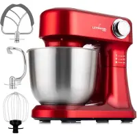 Lehmann Robot Pâtissier, Mélangeurs - Fouet, Batteur, Crochet, 12 vitesses, Bol 5L, 1500W, Rouge