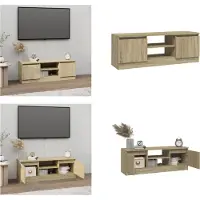 vidaXL Armoire TV avec porte Chêne Sonoma 102x30x36 cm - Armoire TV Avec Porte - Armoires TV Avec Portes - Meuble TV - Support TV