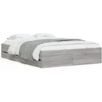 Syfax Cadre de lit avec tiroirs sans matelas sonoma gris 135x190 cm