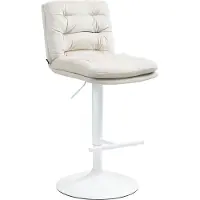 CLP Chaise de bar Damar - velours, châssis blanc - crème