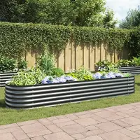 Prolenta Maison Exclusive - Potager surélevé 320 x 80 x 44 cm Acier galvanisé Gris