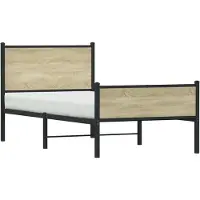 Prolenta Lit en métal exclusif, finition chêne Sonoma, sans matelas, dimensions 90x190 cm